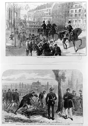 Einzug der deutschen Truppen in Paris, 2. März 1871; Kapitulation von Metz, 27. Oktober 1870, Marschall Leboeuf, Louis Napoleons Kriegsminister, beobachtet die Kapitulation seines Armeekorps